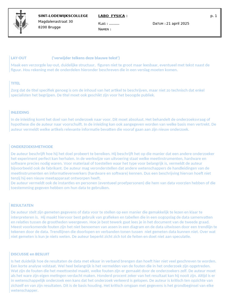 Laboverslag Hoofding | PDF