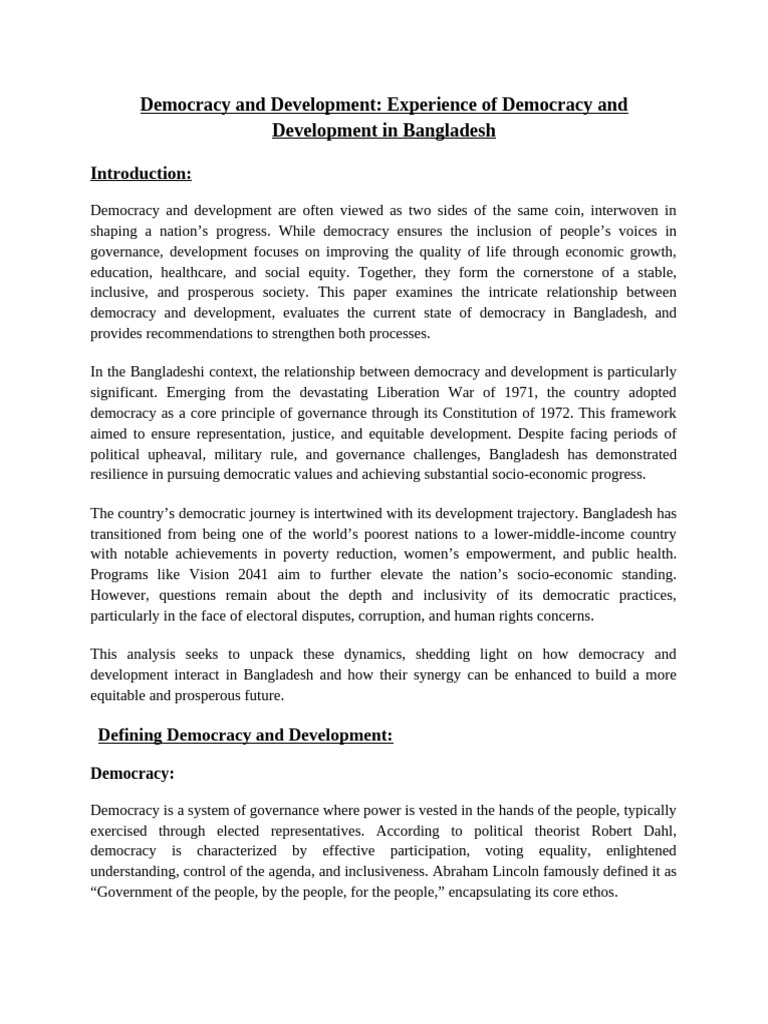 Democracy and Development: | PDF | Governance | Political Ideologies
