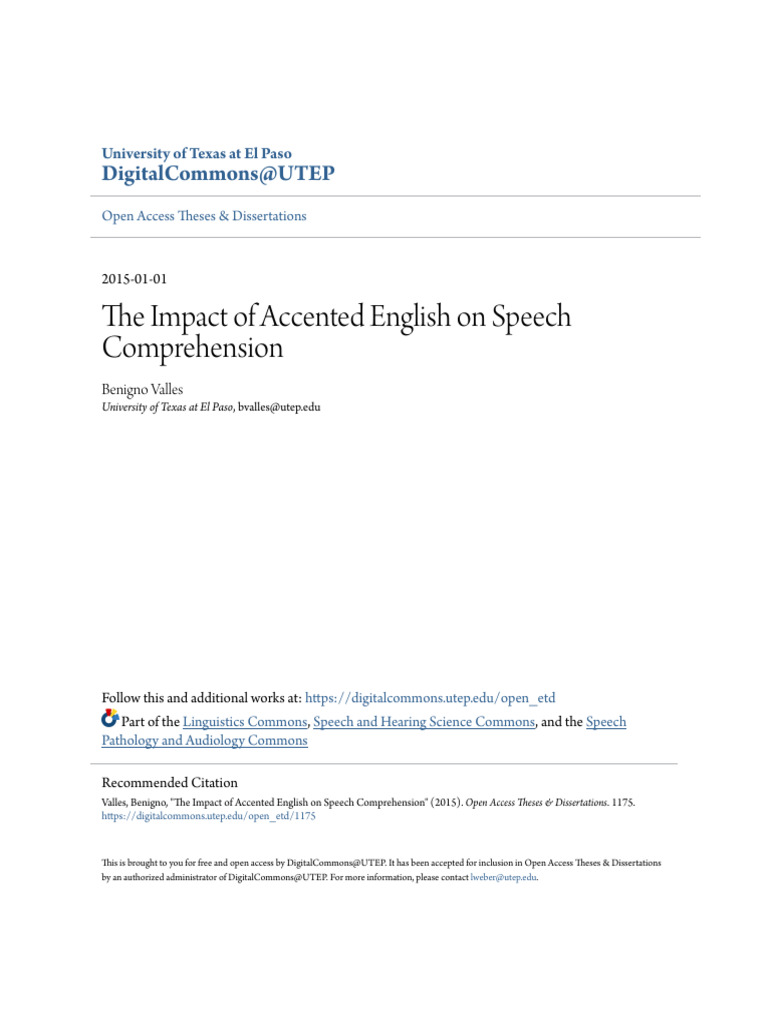 The Impact of Accented English On Speech Comprehension | PDF | Accent ...