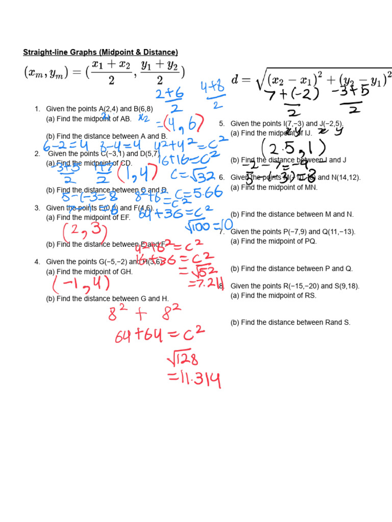 Straight-line+Graphs+(Midpoint+&+Distance) | PDF