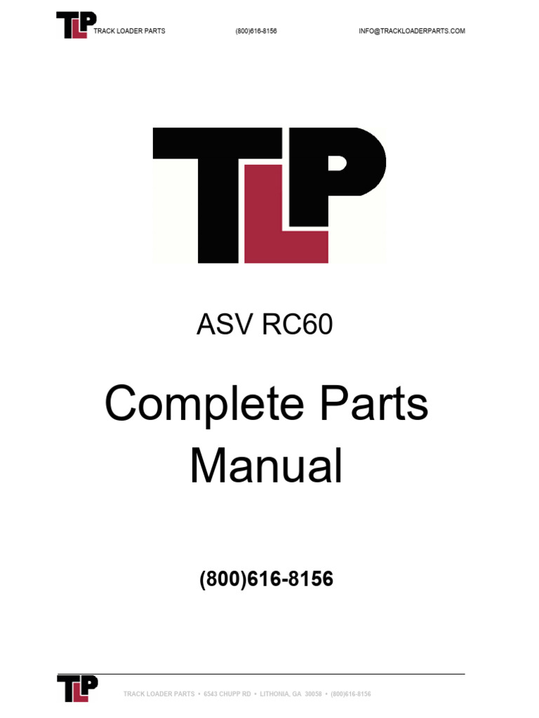 ASV RC60 Track Loader Parts Manual | PDF | Screw | Motor Vehicle