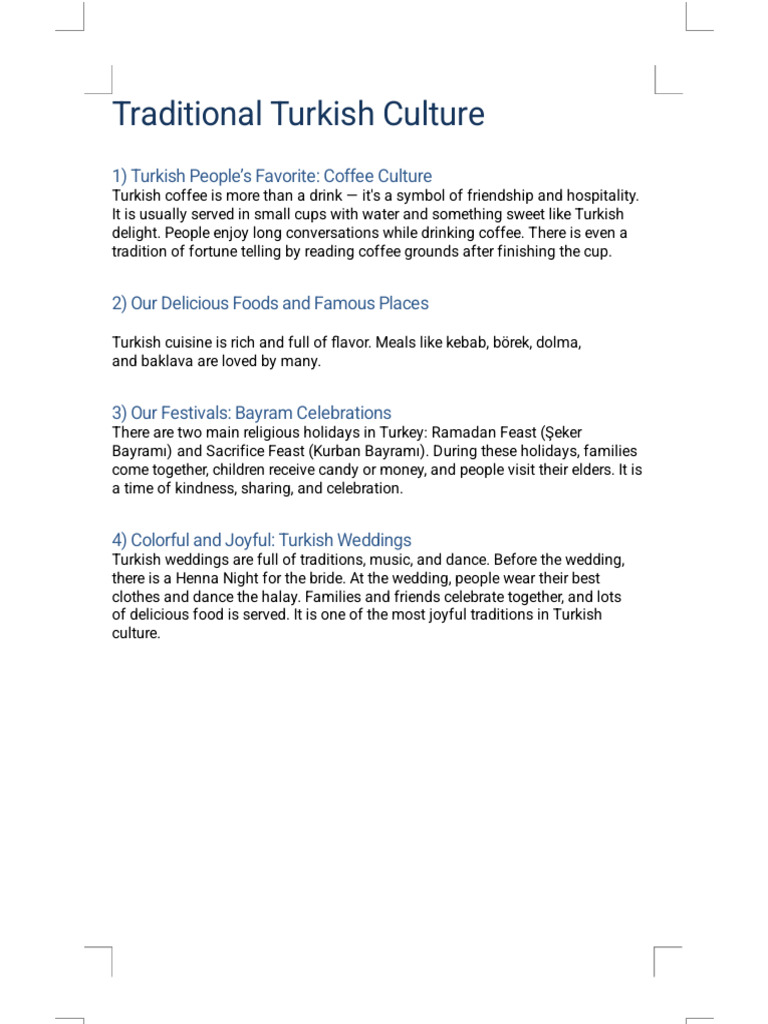 Turkish Culture Brochure | PDF