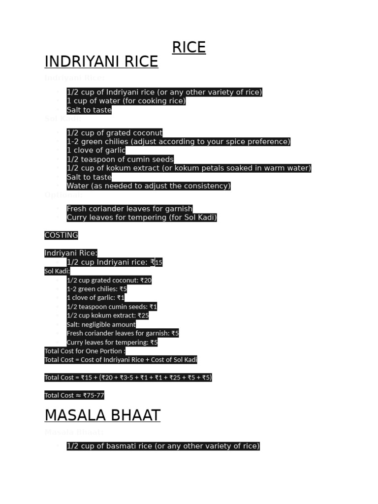Rice 1 | PDF | Coriander | Teaspoon