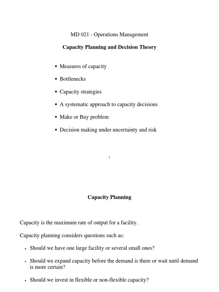 Capacity Planning Strategies and Analysis | PDF | Business Economics ...