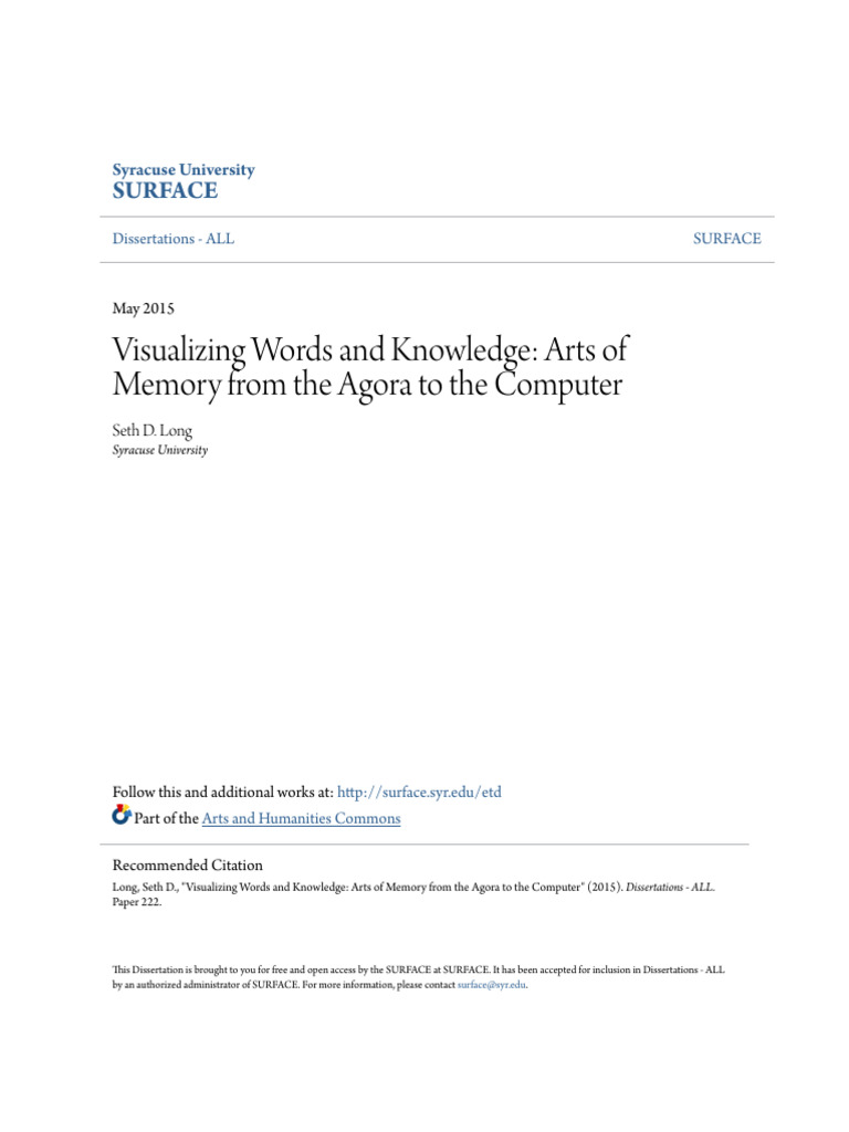 Long - Visualizing Words and Knowledge - Arts of Memory From The Agora ...