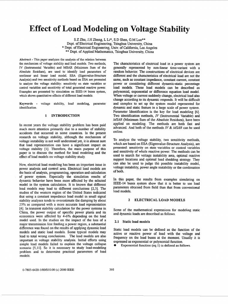 Load Models' Impact on Voltage Stability | PDF | Stability Theory ...