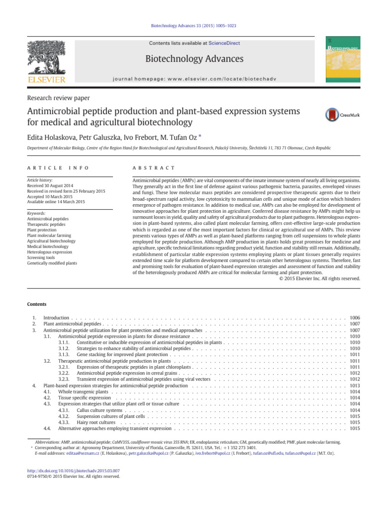 Antimicrobial Peptide Production in Plants | PDF | Biology | Biochemistry