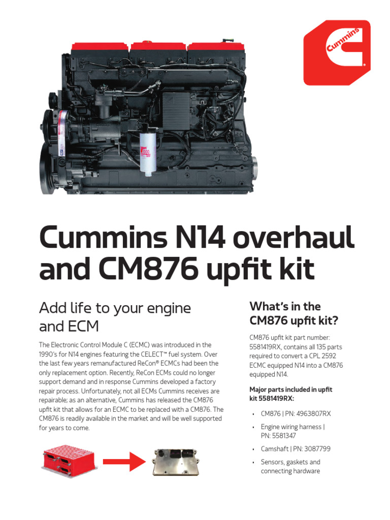 Cummins N14 Overhaul and CM876 Upfit Kit: Add Life To Your Engine and ...