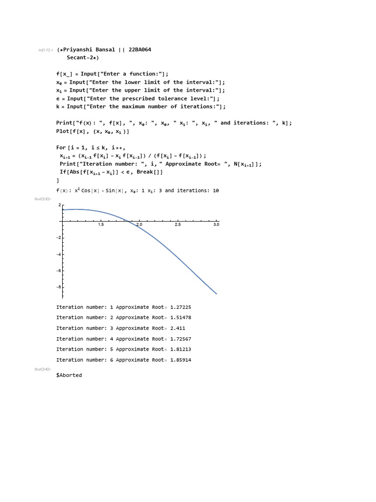 Secant Method for Root Finding | PDF