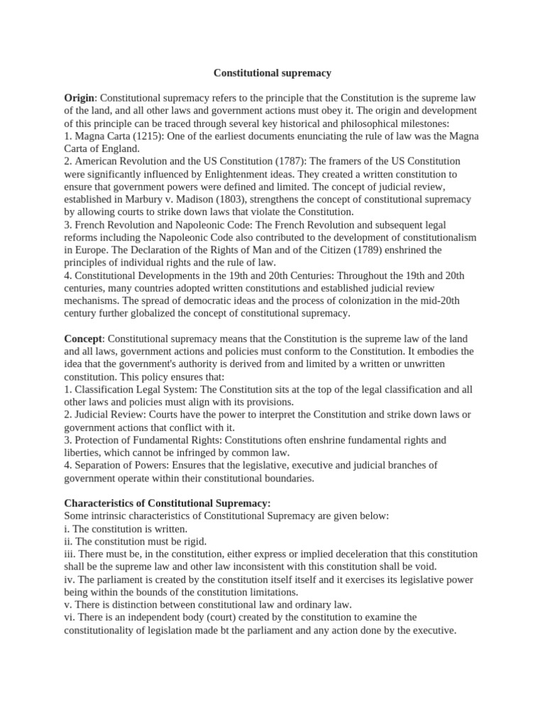 Understanding Constitutional Supremacy | PDF | Constitution | Governance