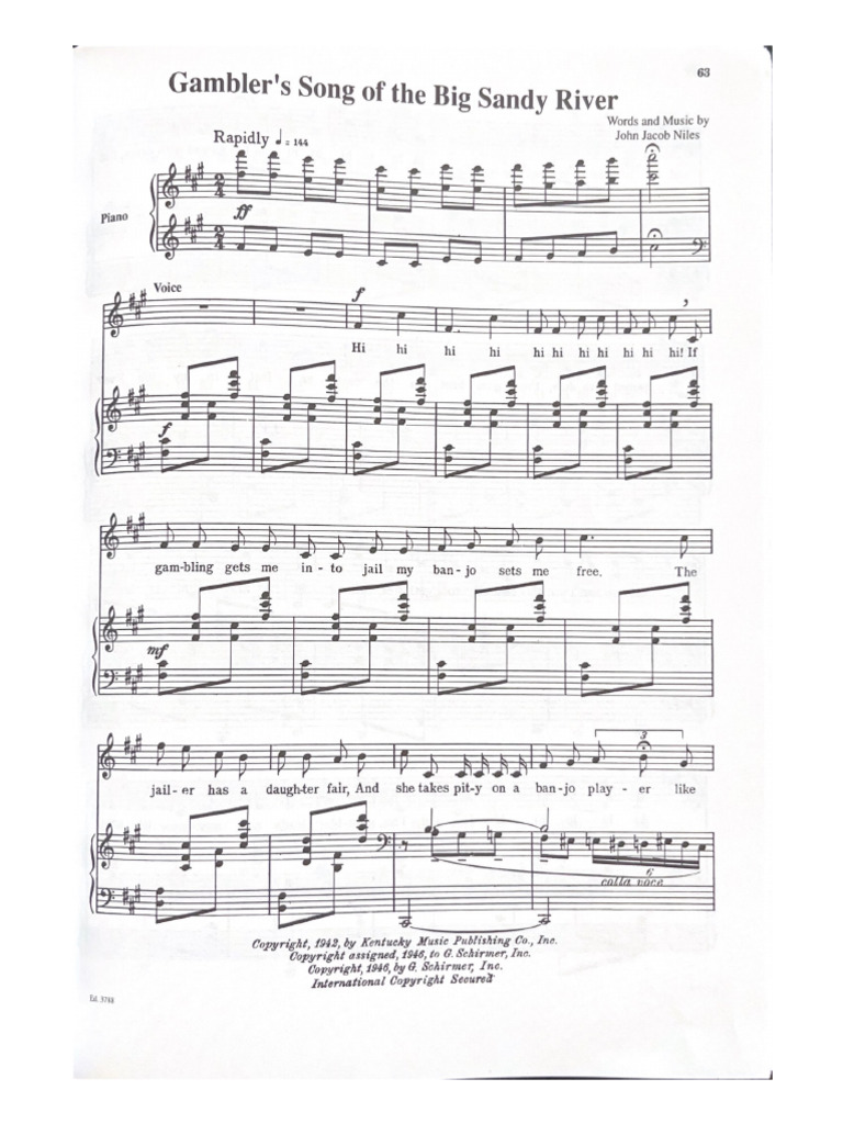 Gambler's Song of The Big Sandy River | PDF
