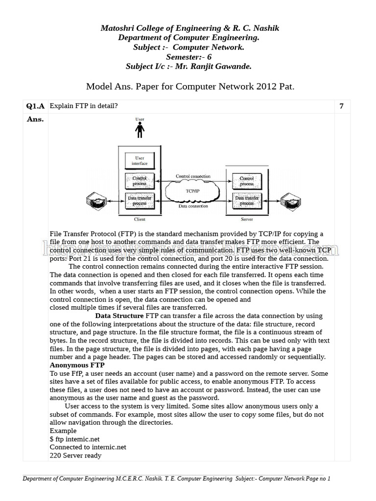 Computer Networks Model Answer Paper | PDF | Ieee 802.11 | Transmission ...