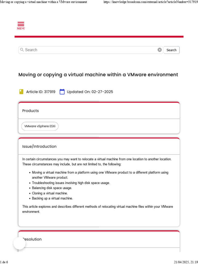 Relocating VMs in VMware Environments | PDF | Virtual Machine | Computing