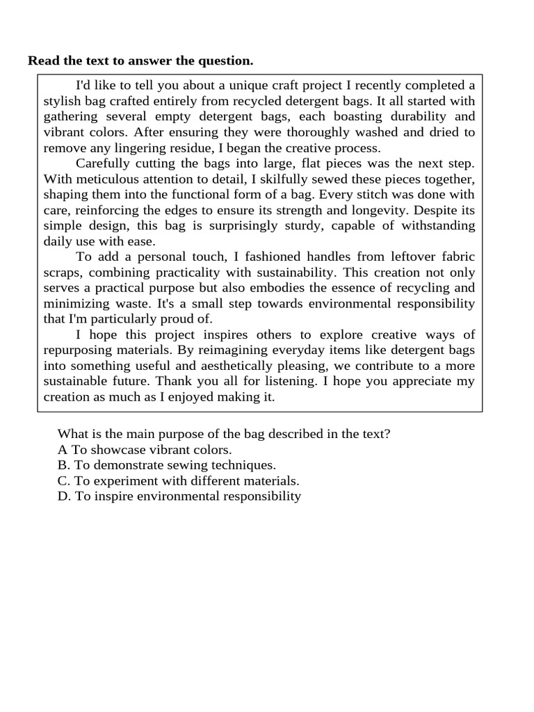 Daily Test - Procedure Text | PDF | Textiles | Scrap
