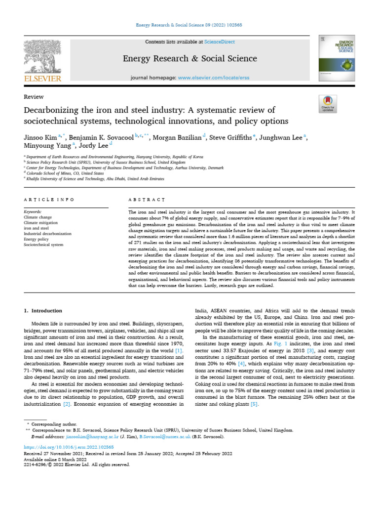 Decarbonizing The Iron and Steel Industry | PDF | Steelmaking | Climate ...