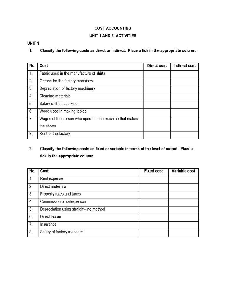 Cost Accounting: Cost Classification Guide | PDF | Business Economics ...
