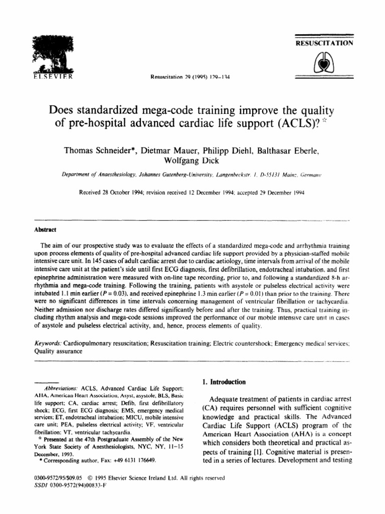 Impact of Mega-Code Training on ACLS Quality | PDF | Cardiopulmonary ...