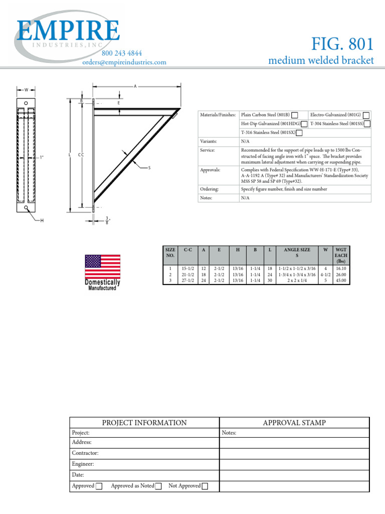 Medium Welded Bracket Specifications | PDF | Pipe (Fluid Conveyance ...