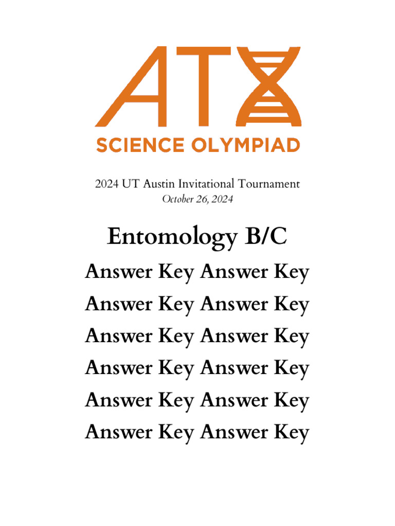 2024 UT Austin Entomology Tournament Key | PDF | Insects | Zoology