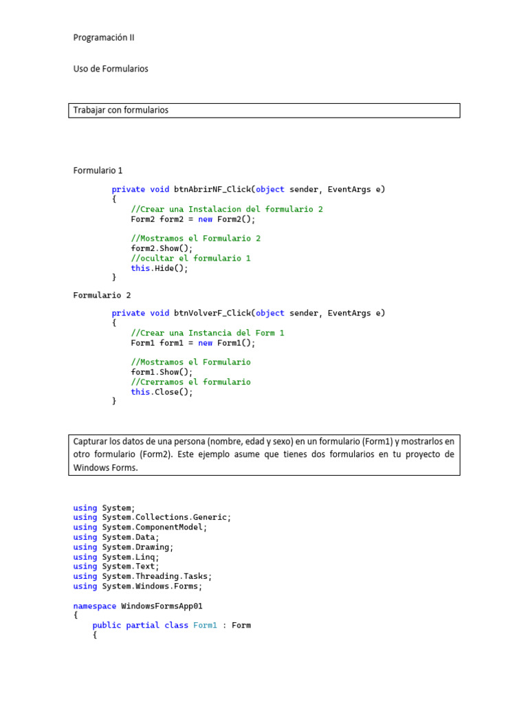 Uso de Formularios en C# Windows Forms | PDF | Ingeniería de software ...