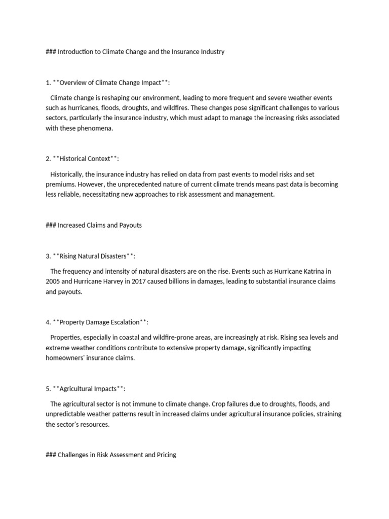 Climate Change's Impact on Insurance Industry | PDF | Insurance ...