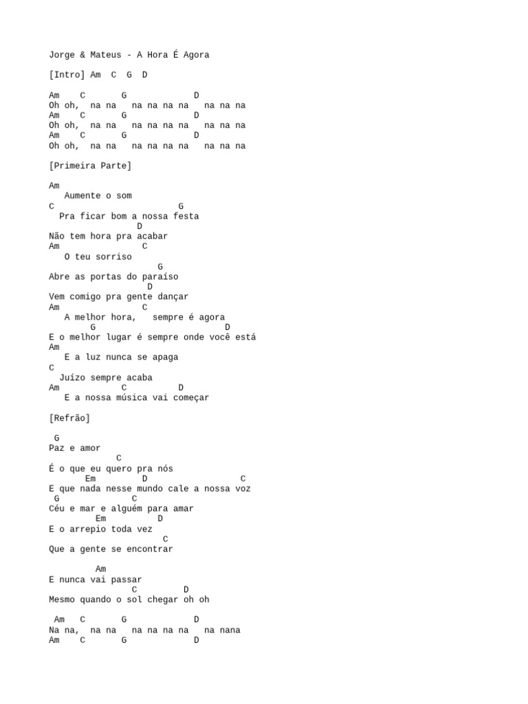 A Hora É Agora - Jorge & Mateus | PDF | Céu | Música pop