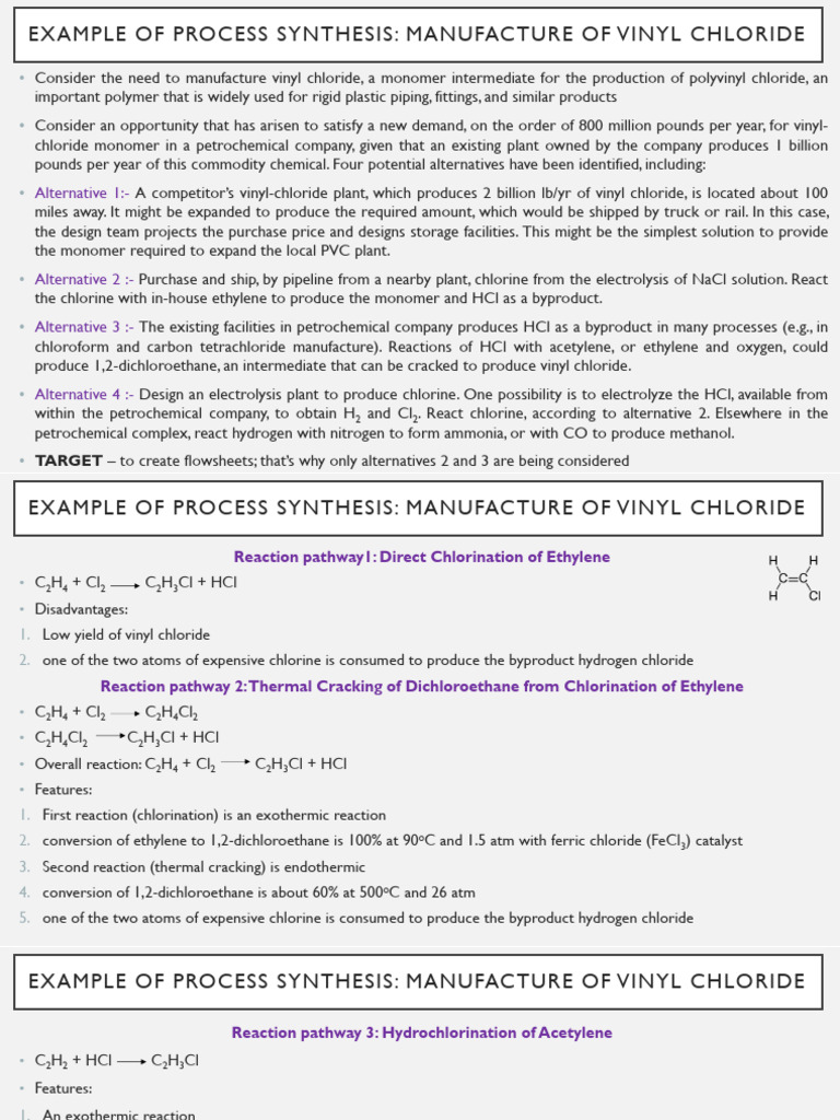 Vinyl Chloride Production Process Synthesis | PDF | Distillation | Chlorine