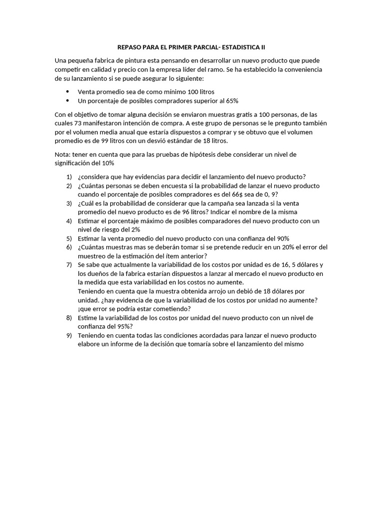 Repaso para El Primer Parcial | PDF | Teoría de la estimación