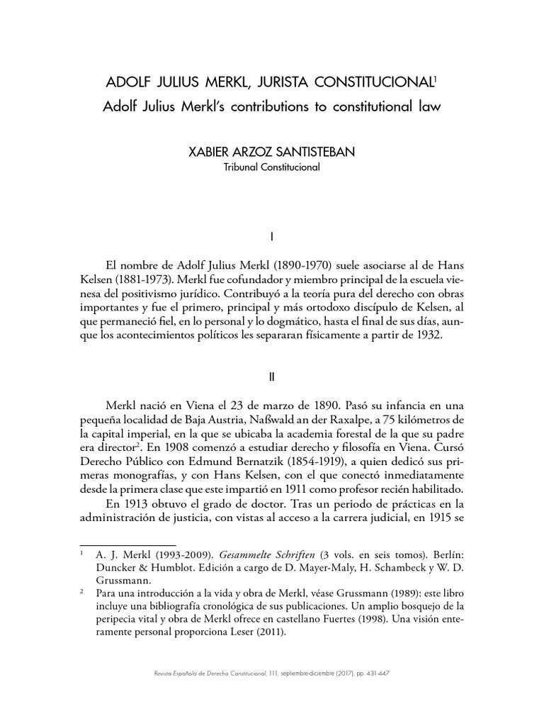 Aportaciones de Adolf Julius Merkl al Derecho Constitucional | PDF ...