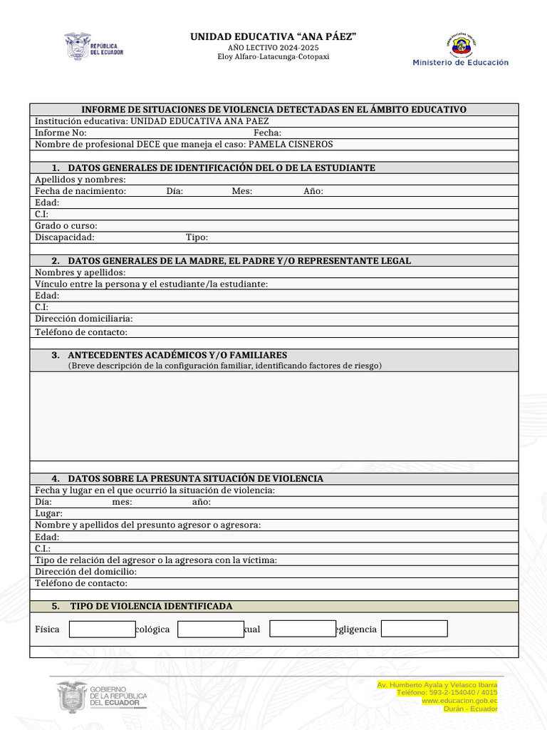 Informe de Violencia Escolar 2024-2025 | PDF | Violencia | Etica social