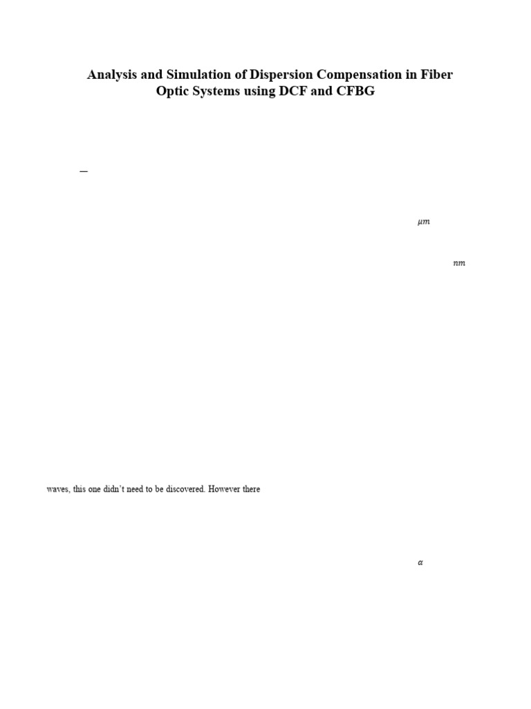 Dispersion Compensation in Optical Fiber | PDF | Dispersion (Optics ...