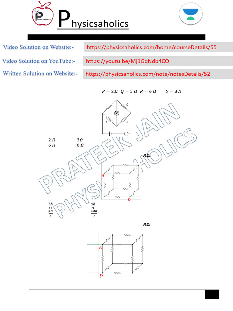 Current Electricity DPP Solutions | PDF | Resistor | Electrical Network