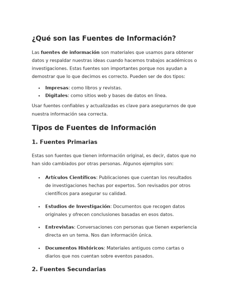Tipos y Confiabilidad de Fuentes de Información | PDF | Big Data ...