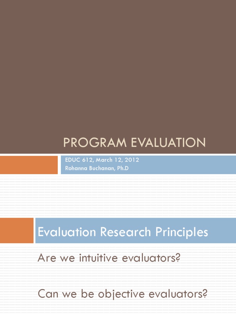 Program Evaluation: Key Concepts and Methods | PDF | Program Evaluation ...