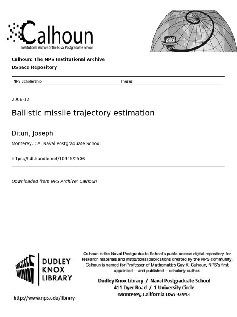Ballistic Missile Trajectory Analysis | PDF | Kalman Filter | Radar