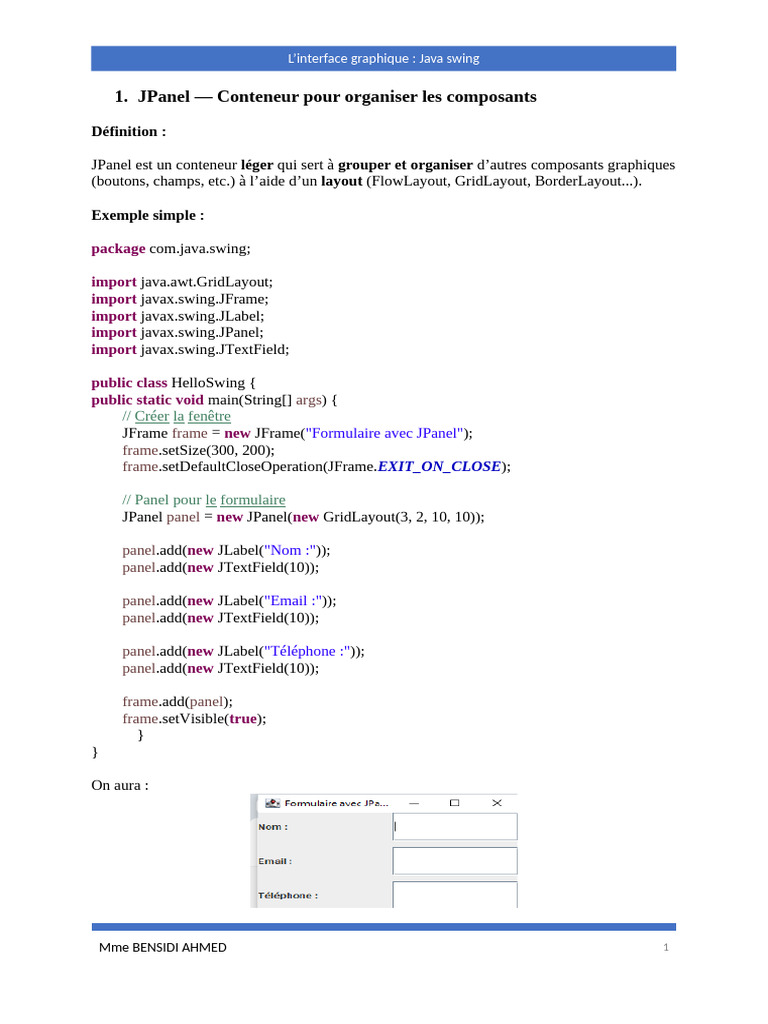 Composants graphiques en Java Swing | PDF | Java (Langage de ...