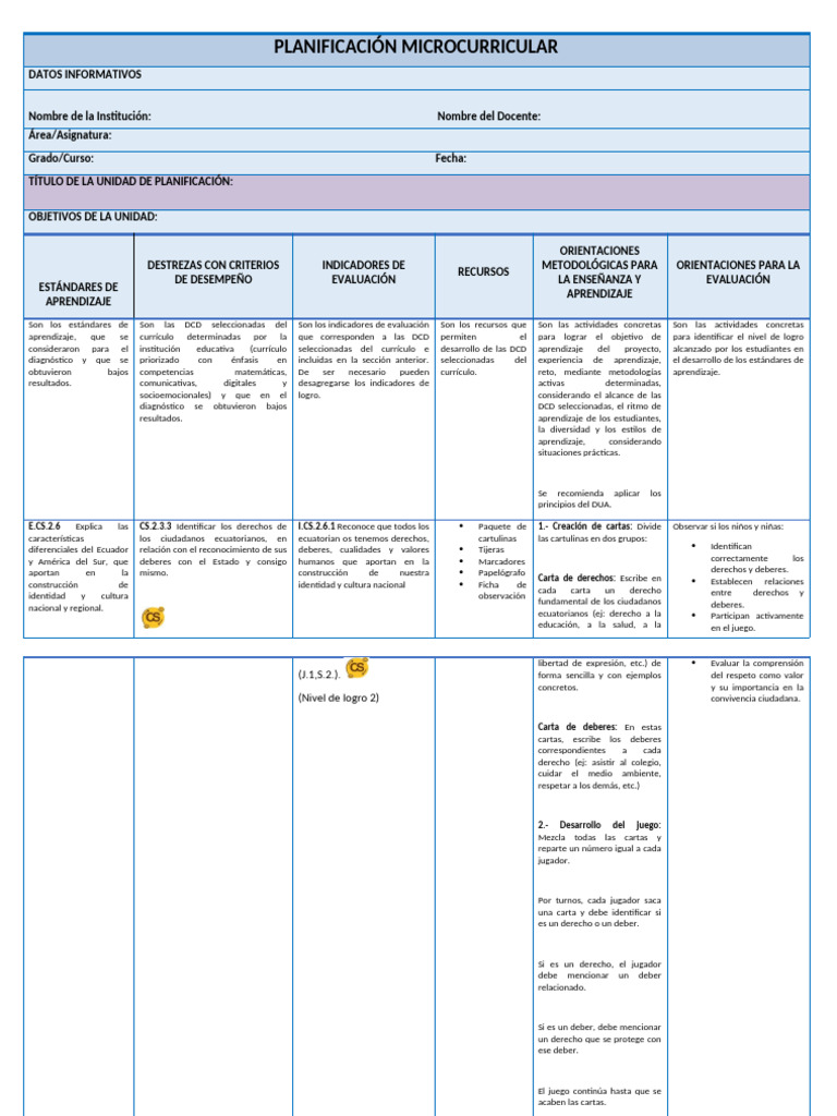 Formato Planificacion Nivelacion 24 25 | PDF | Plan de estudios ...