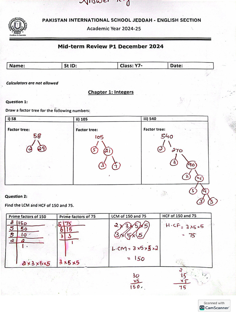 Answer Key p1 | PDF