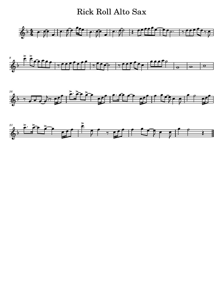 Rick Roll Alto Sax Sheet Music | PDF