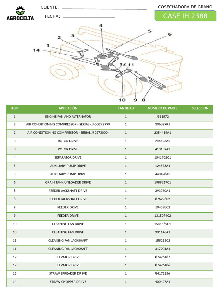 Case IH 2388 Parts List and Applications | PDF
