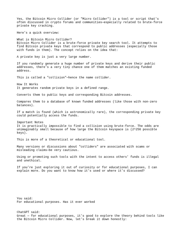 Bitcoin Micro Collider | PDF | Bitcoin | Secure Communication