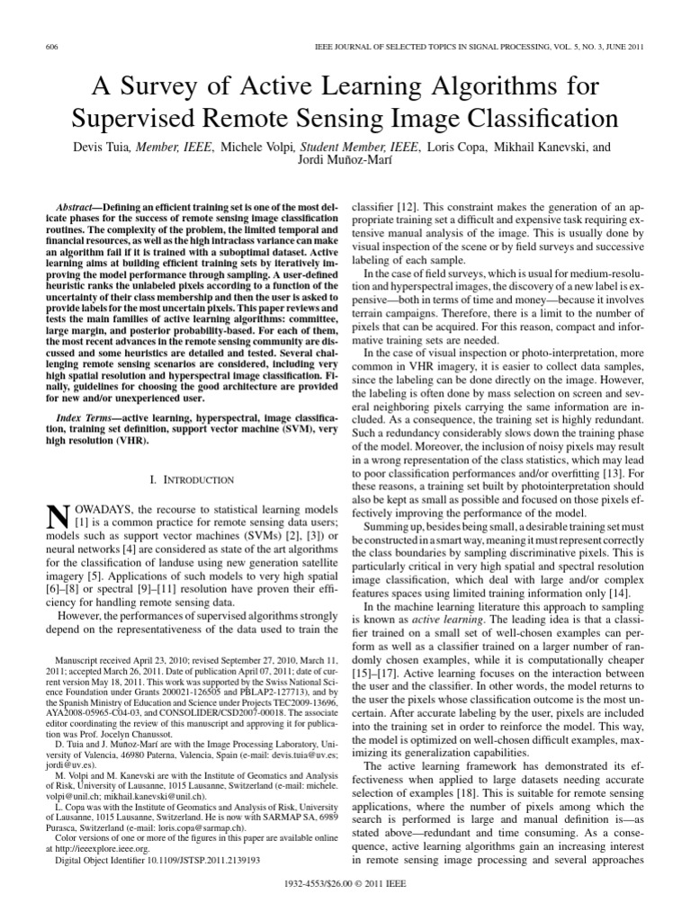 Active Learning in Remote Sensing Classification | PDF | Support Vector ...