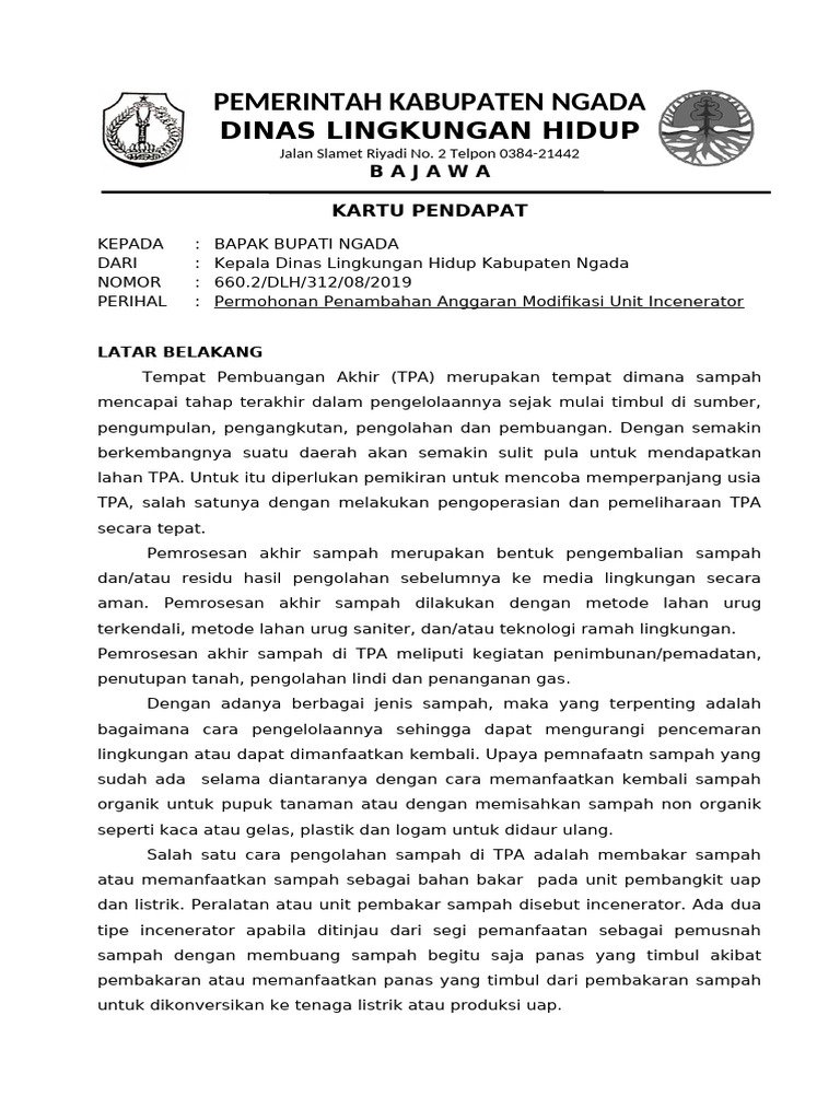 Permohonan Anggaran Modifikasi Incenerator | PDF
