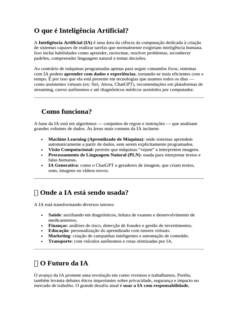 Entenda a Inteligência Artificial Hoje | PDF