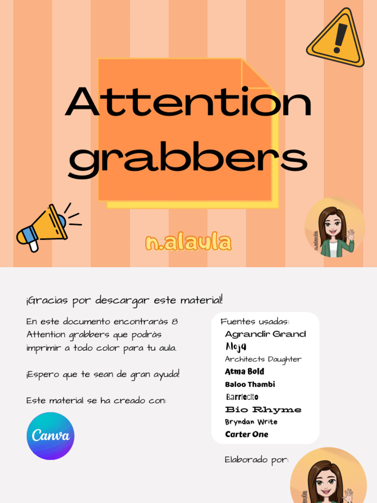 Attention Grabbers Posters For You Classroom Noemi | PDF