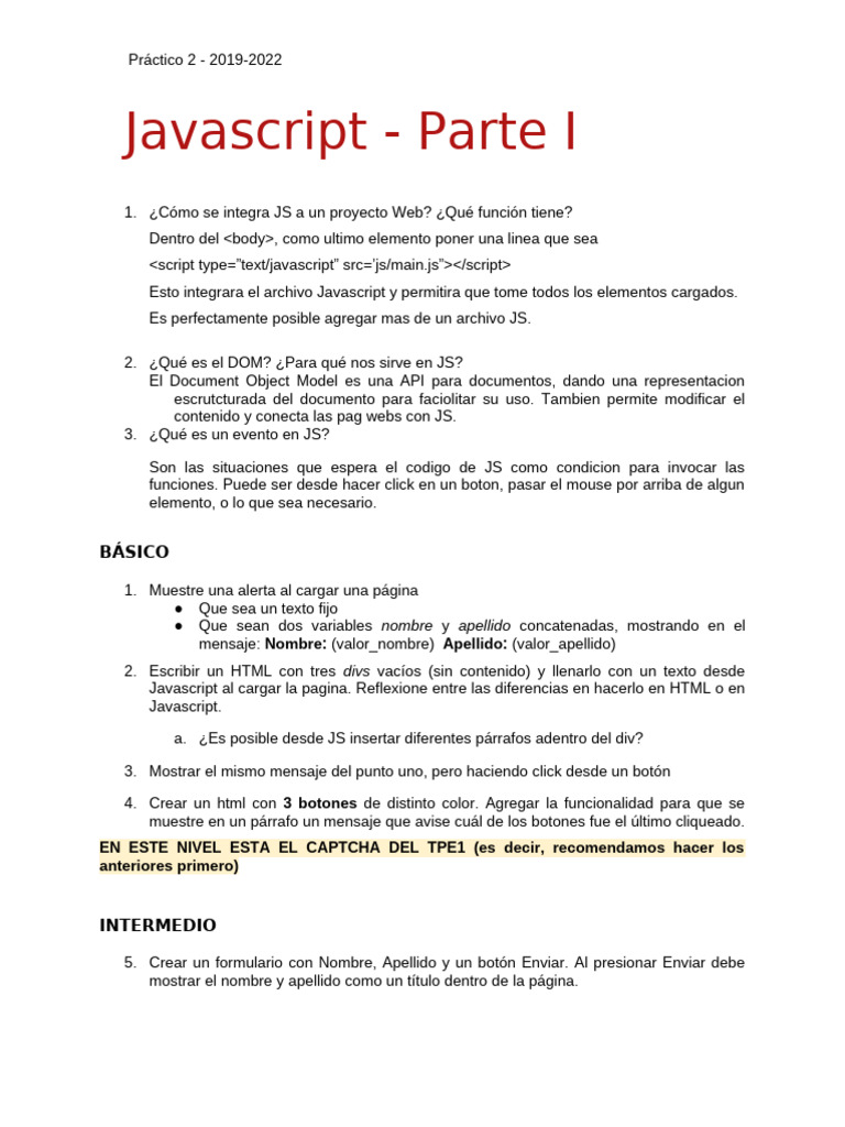 Introducción a JavaScript: Ejercicios Prácticos | PDF | Script Java ...