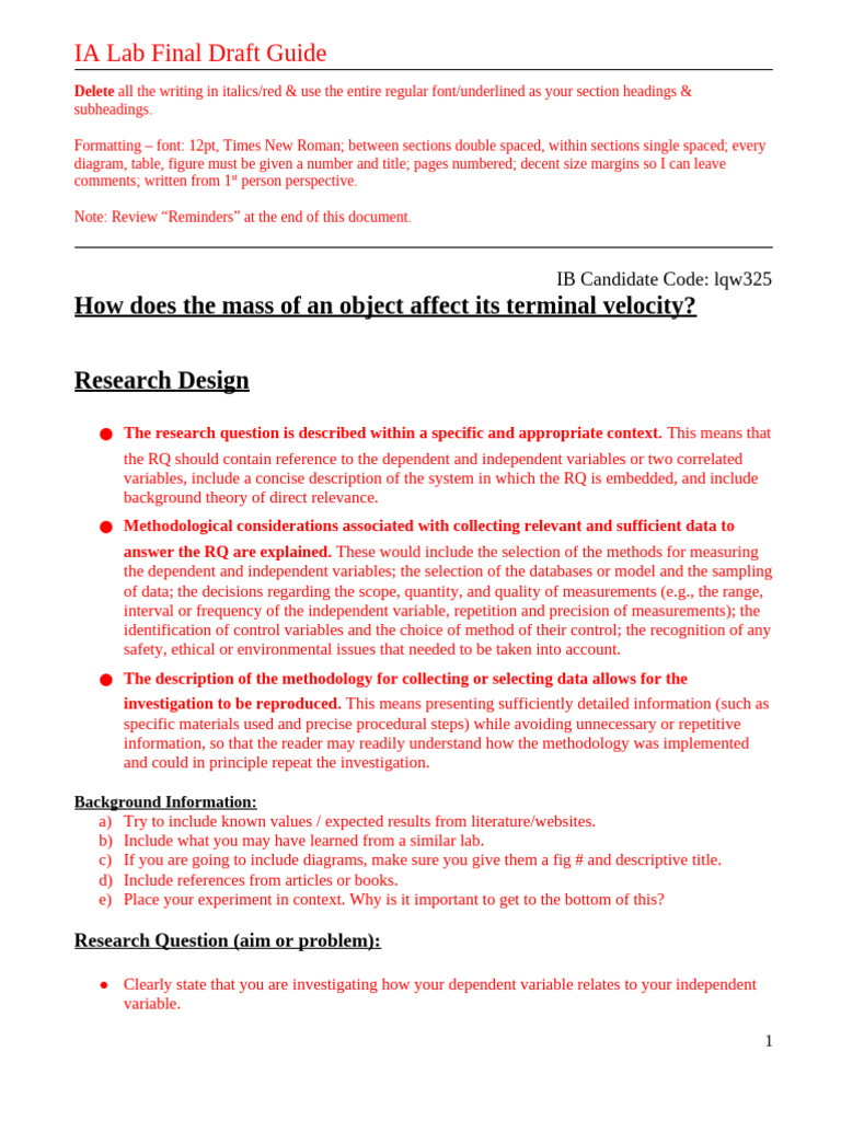 Formatting Guide - Physics IA | PDF | Experiment | Citation