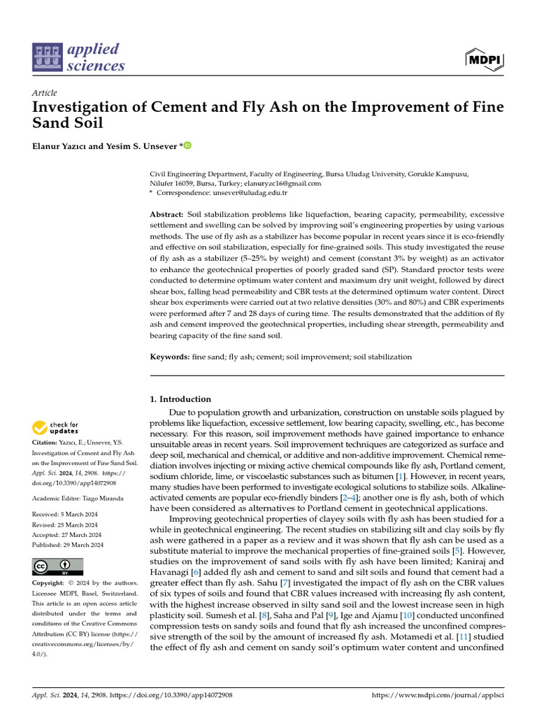 Investigation of Cement and Fly Ash On The Improve | PDF | Materials | Soil