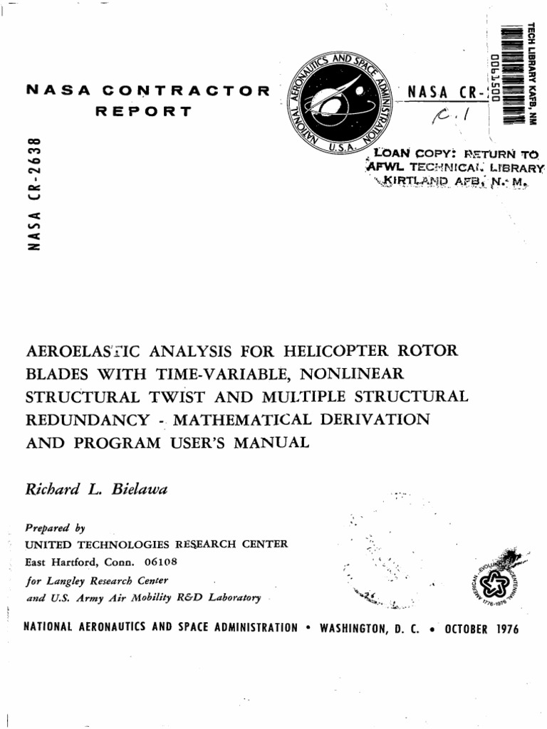 Aeroelastic Analysis of Helicopter Blades | PDF | Bending | Beam ...