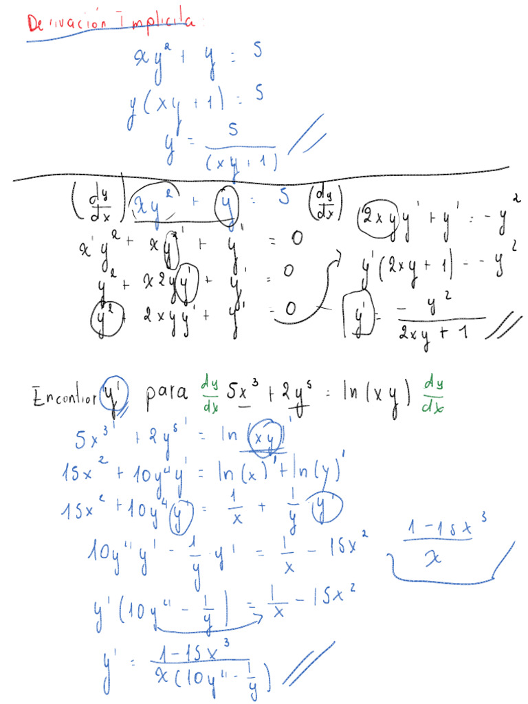 Derivación Implícita y Paramétrica, Integrales Por Cambio de Variables ...